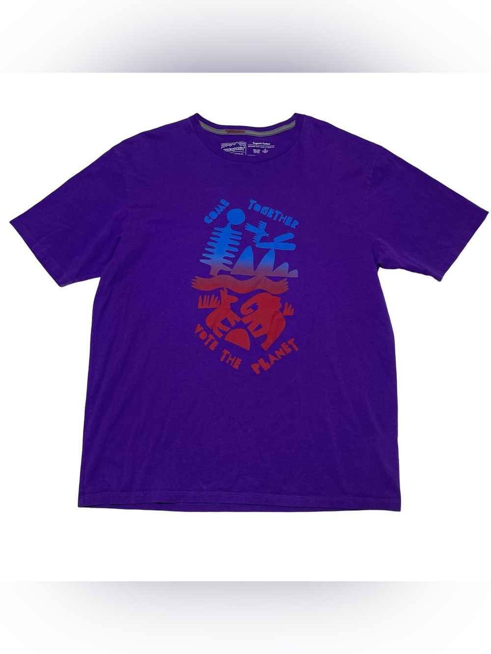 Patagonia Organic Cotton T Shirt Vote The Planet Graphic Mens Size M Purple